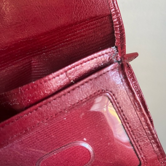 Fossil Wallet Vintage Red Leather Wallet Billfold Trifold Handbag Y2K Coin Pouch - Picture 8 of 8